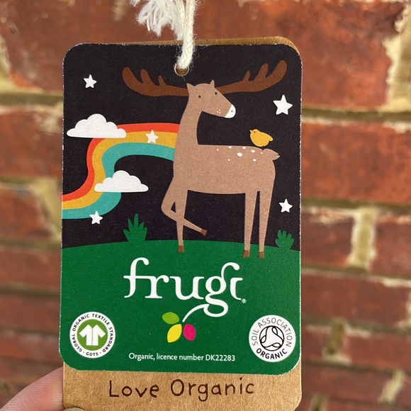 NEW Frugi rainbow dress, organic cotton blue seer sucker, size 2T/3T - Picture 4 of 7